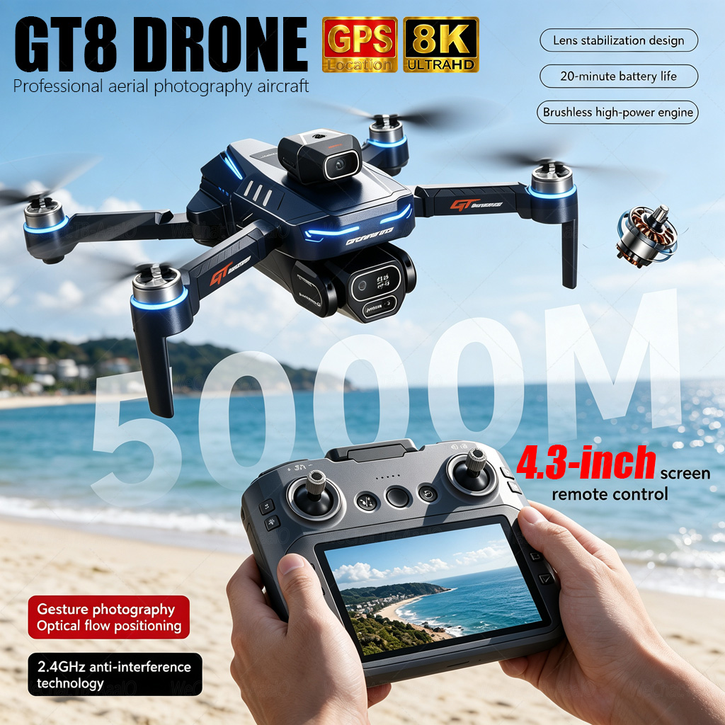 طائرة بدون طيار GT8 HD الجديدة - مراجعة Drone Camera Professional وسعره